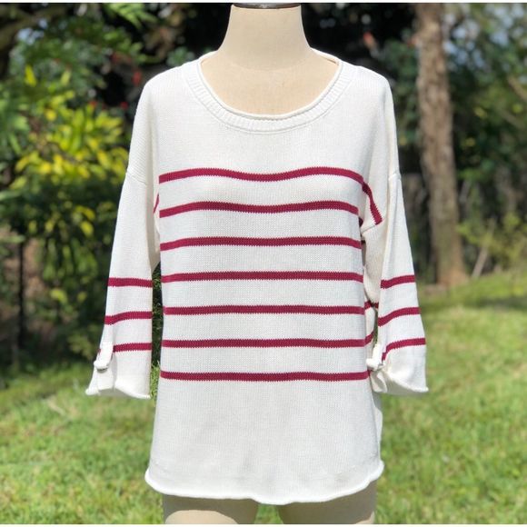 Paradise Shores Sweaters - Paradise Shores Red Striped Sweater